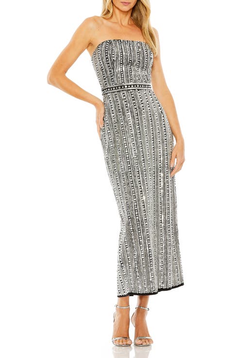 Embellished Strapless Column Dress