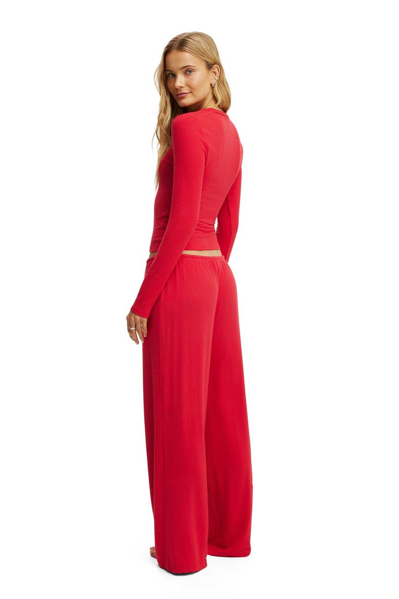 Women's Super Soft Low Rise Wide Leg Pant, Alternate, color, Cheeky Cherry