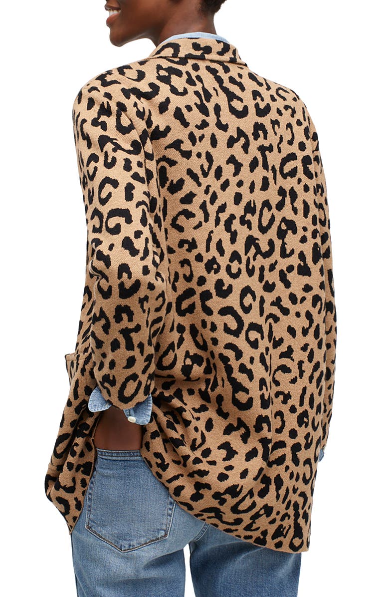 J.Crew Sophie Leopard Print Open Front Sweater Blazer, Alternate, color,