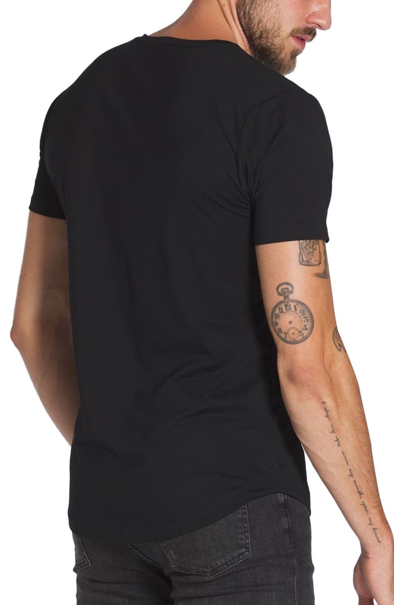 Cuts AO V-Neck Curved Hem Tee, Alternate, color, Black