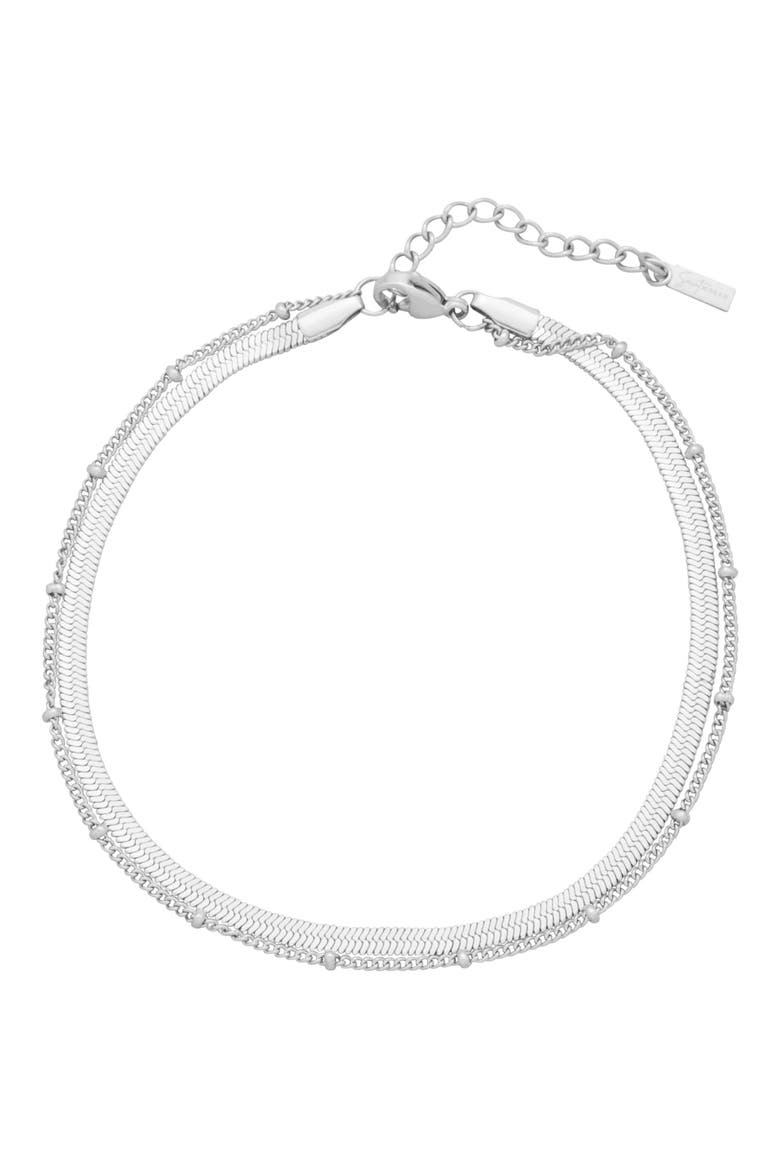 Layered Chain Anklet, Main, color, SILVER