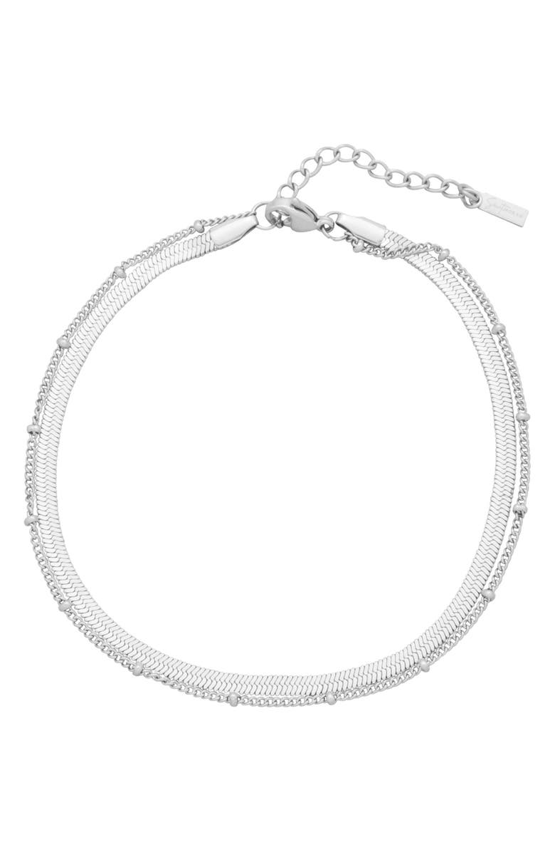 st. Moran Layered Chain Anklet, Main, color, Silver