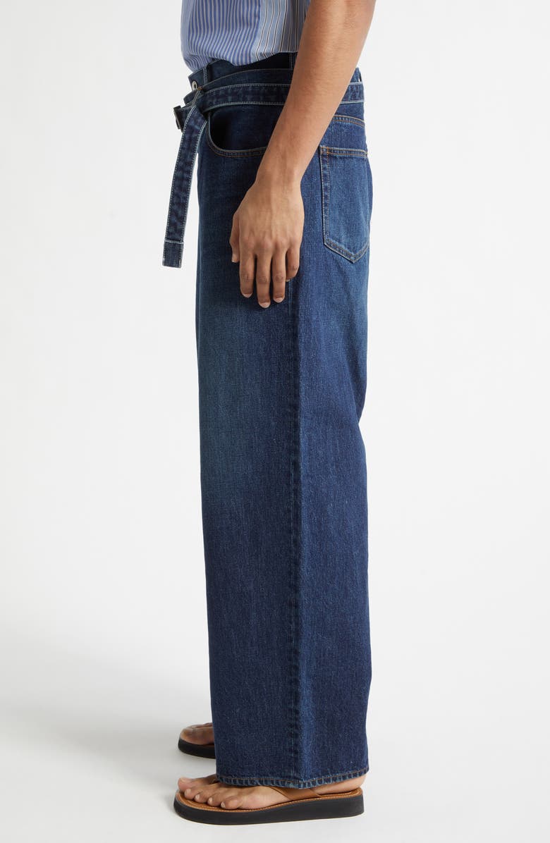 Sacai Belted Denim Pants, Alternate, color, Blue