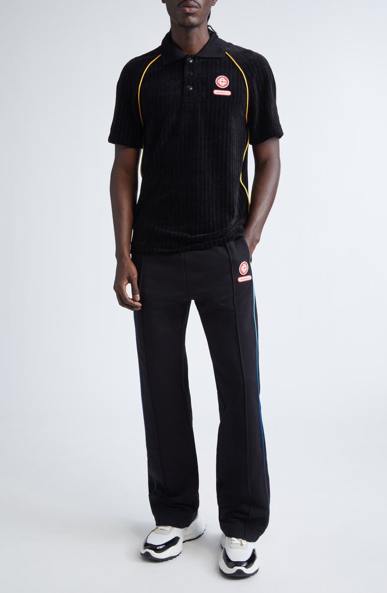 Casablanca Gradient Piping Organic Cotton Drawstring Pants, Alternate, color, Black