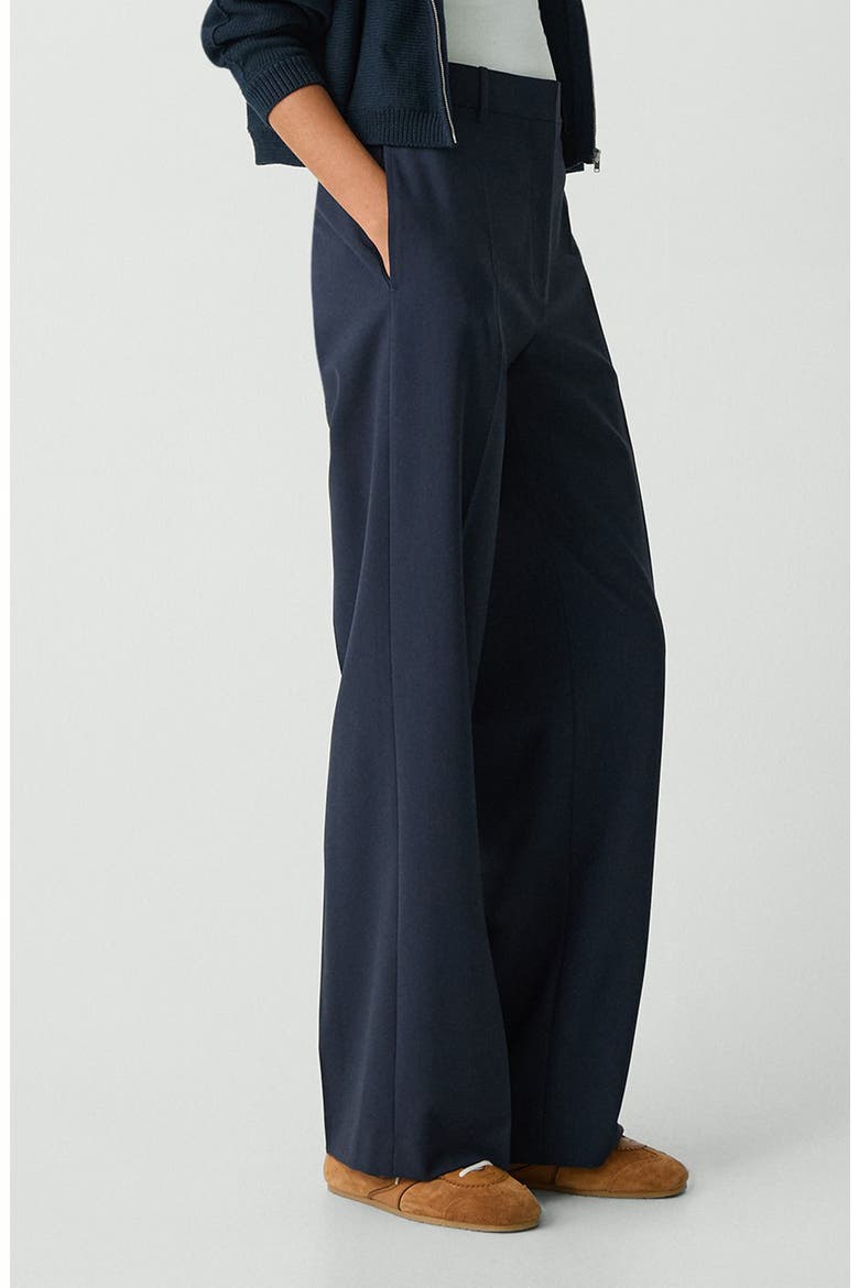 High Waist Straight Leg Stretch Wool Pants, Alternate, color, NOCTURNE NAVY