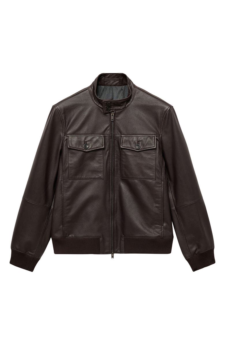 MANGO Leather Biker Jacket, Alternate, color, 