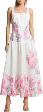 CIEBON Marsella Print Square Neck Maxi Sundress