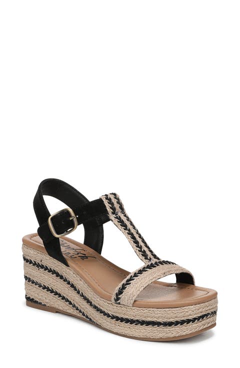 Annika T-Strap Espadrille Wedge Sandal (Women)