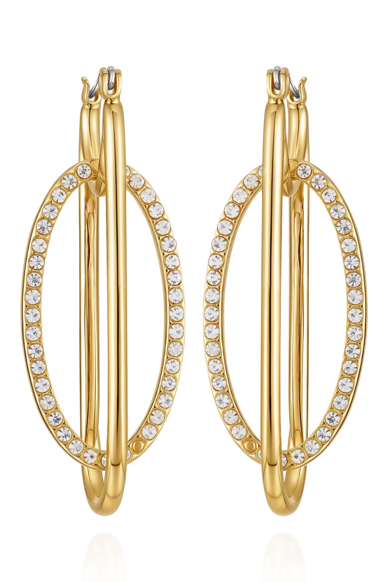 Pavé Hoop Earrings, Main, color, GOLD