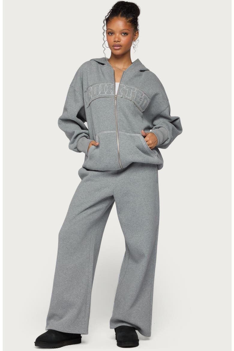 Forever Edikted Oversized Full Zip Hoodie, Alternate, color, GRAY-MELANGE