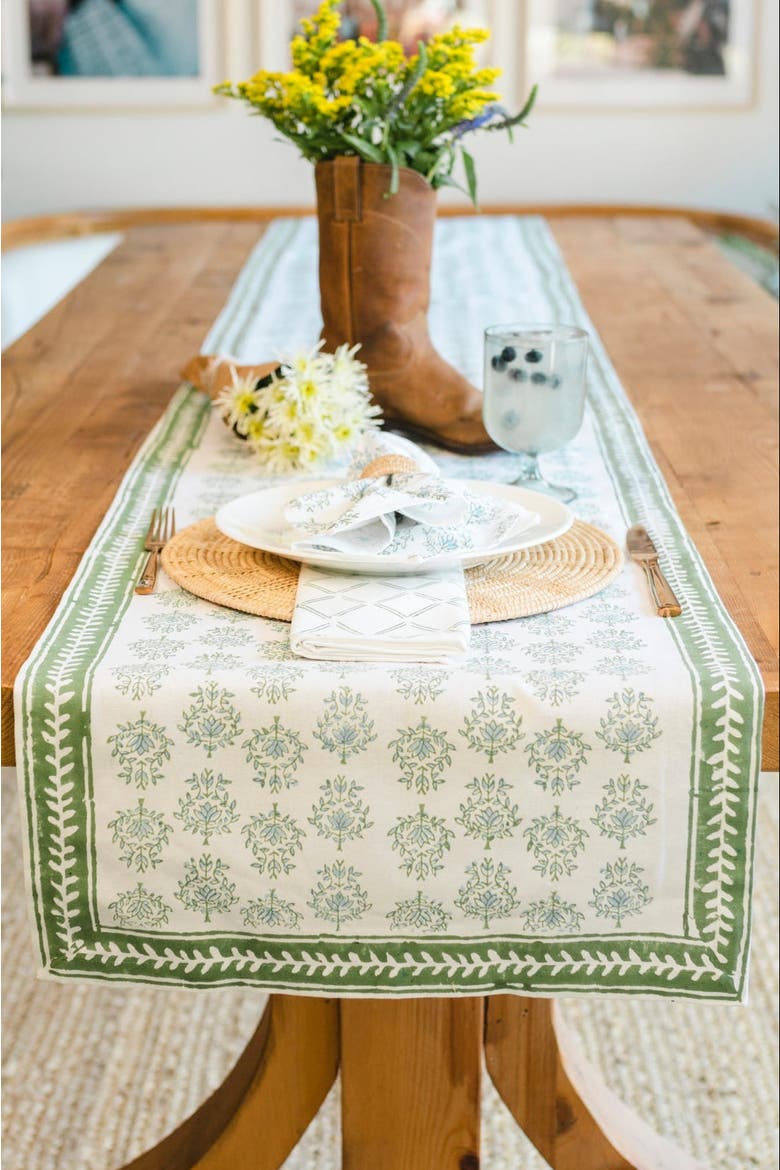 Lotus Table Runner, Alternate, color, Sage - 18x90"