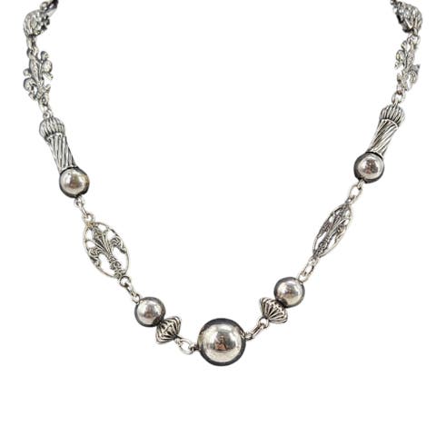 Vintage-Antique Sterling Silver Fleur-de-Lis Station Necklace