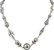 MADISON BEVERLY HILLS Vintage-Antique Sterling Silver Fleur-de-Lis Station Necklace