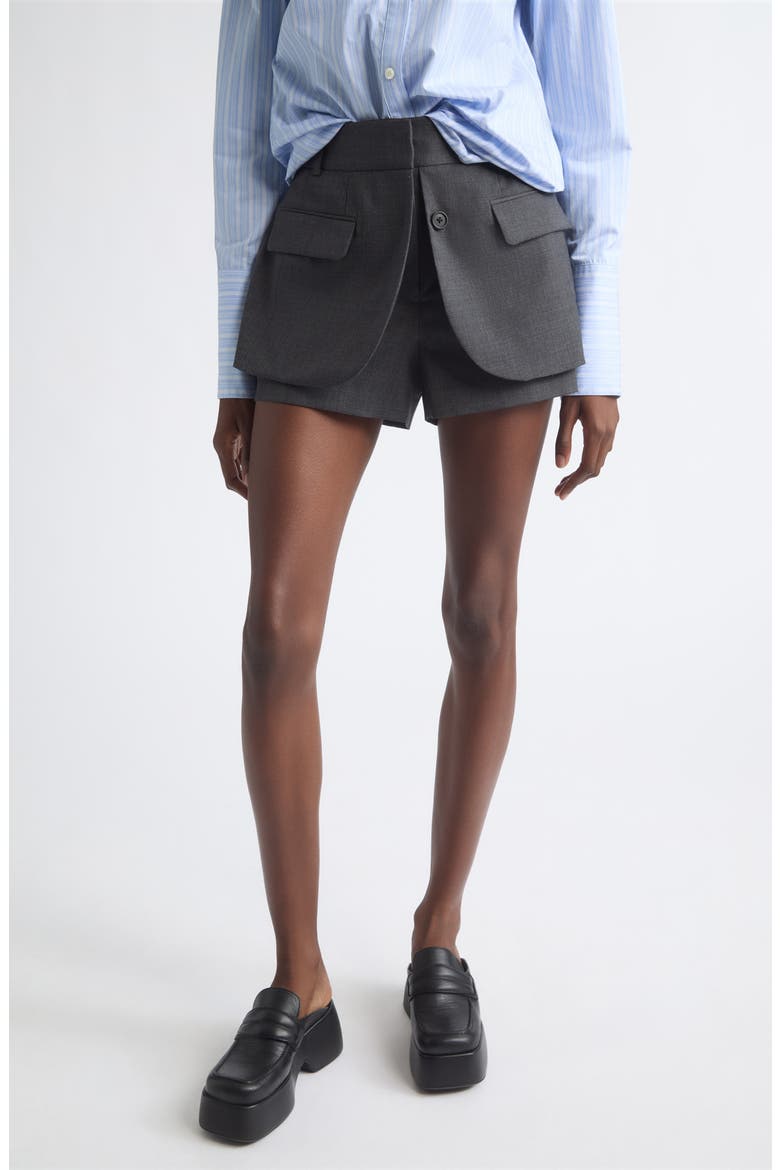 Jacket Front Tailored Wool Blend Shorts, Main, color, DARK CHARCOAL