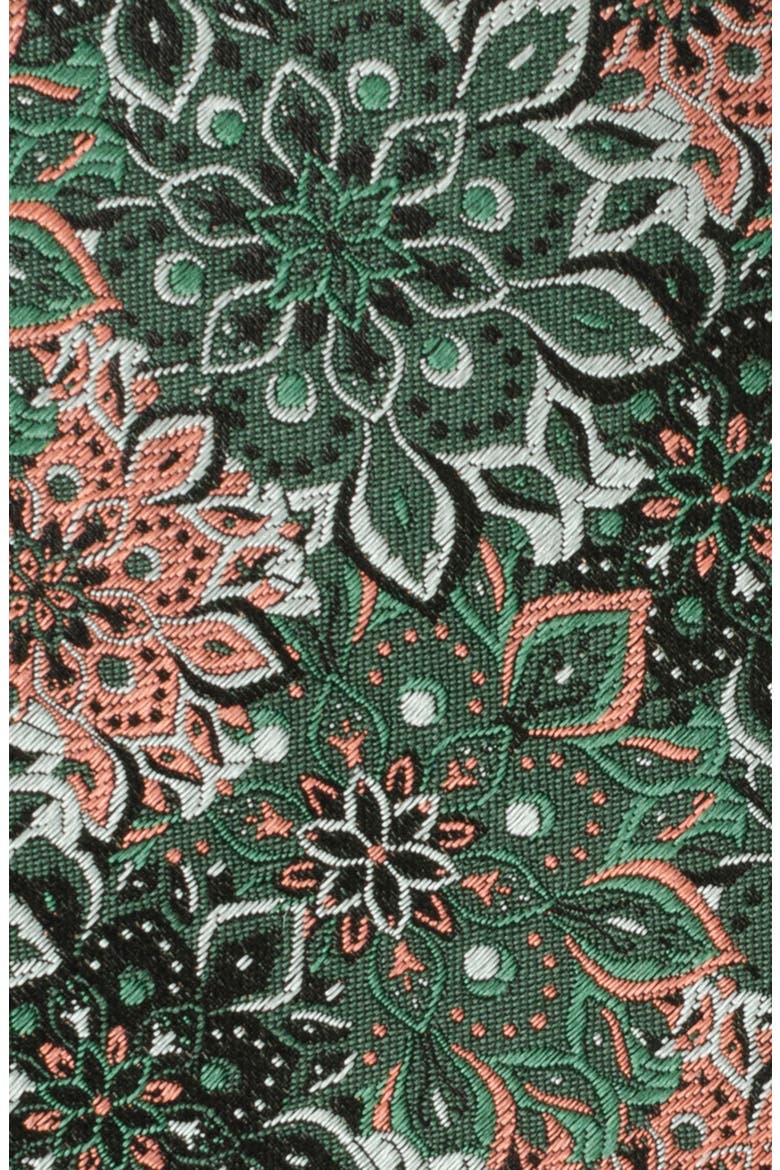 Kaleidoscope Floral Silk Tie, Alternate, color, GREEN/BLACK
