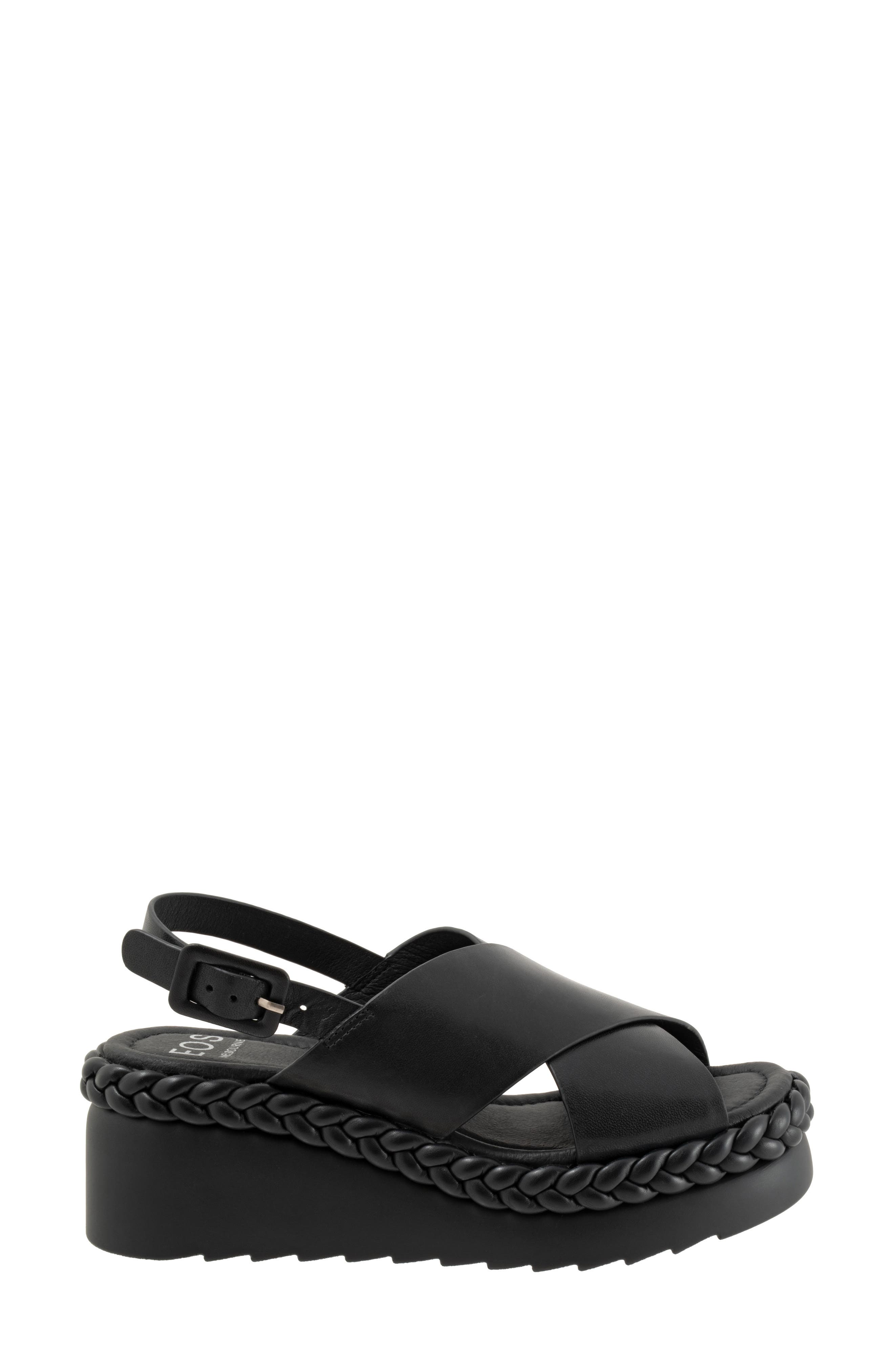 EOS FOOTWEAR Melia Platform Wedge Sandal, Alternate, color, Black