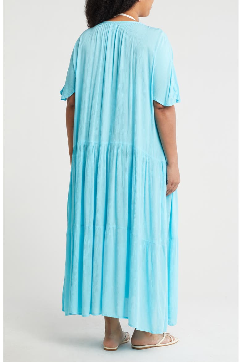 Short Sleeve Maxi Dress, Alternate, color, AQUA