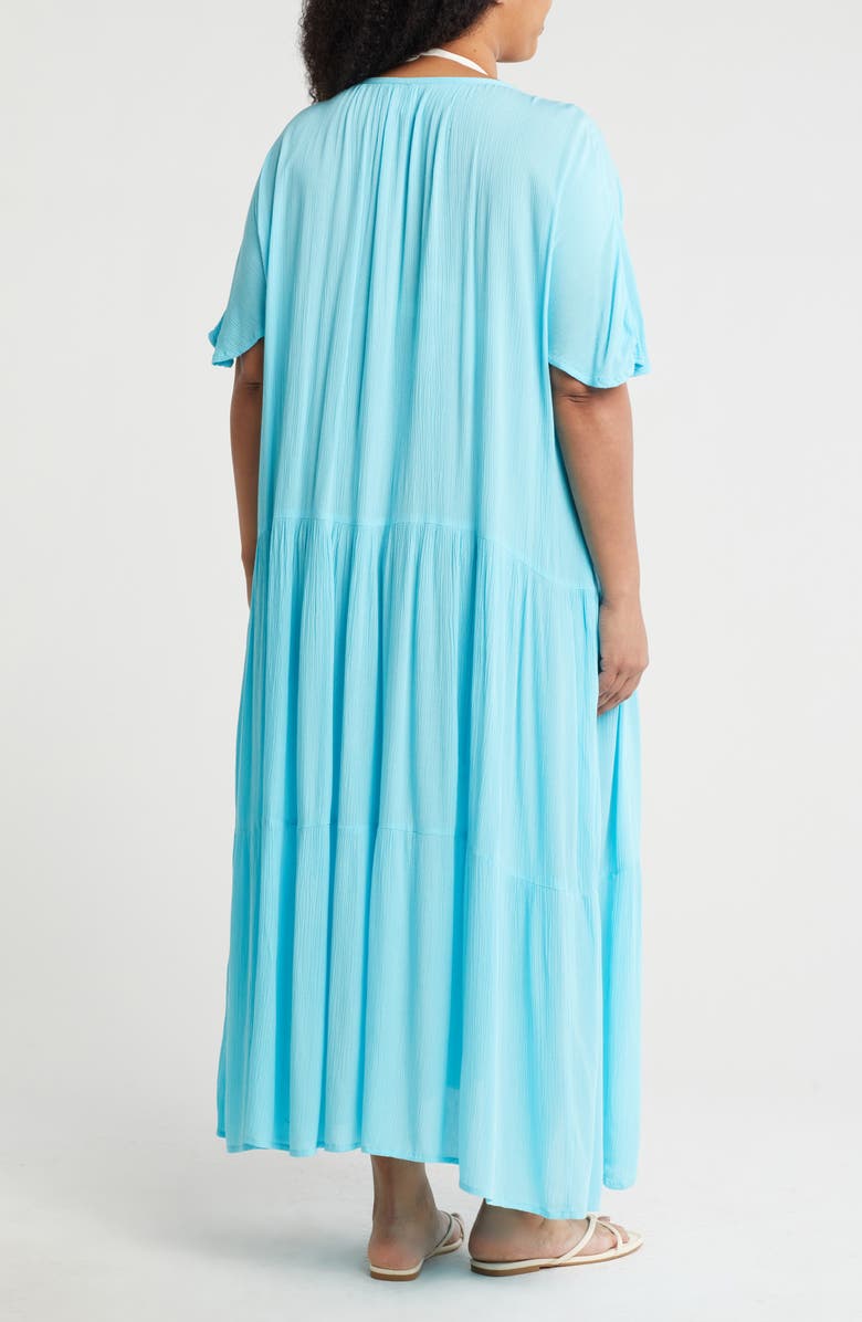 BOHO ME Short Sleeve Maxi Dress, Alternate, color, Aqua
