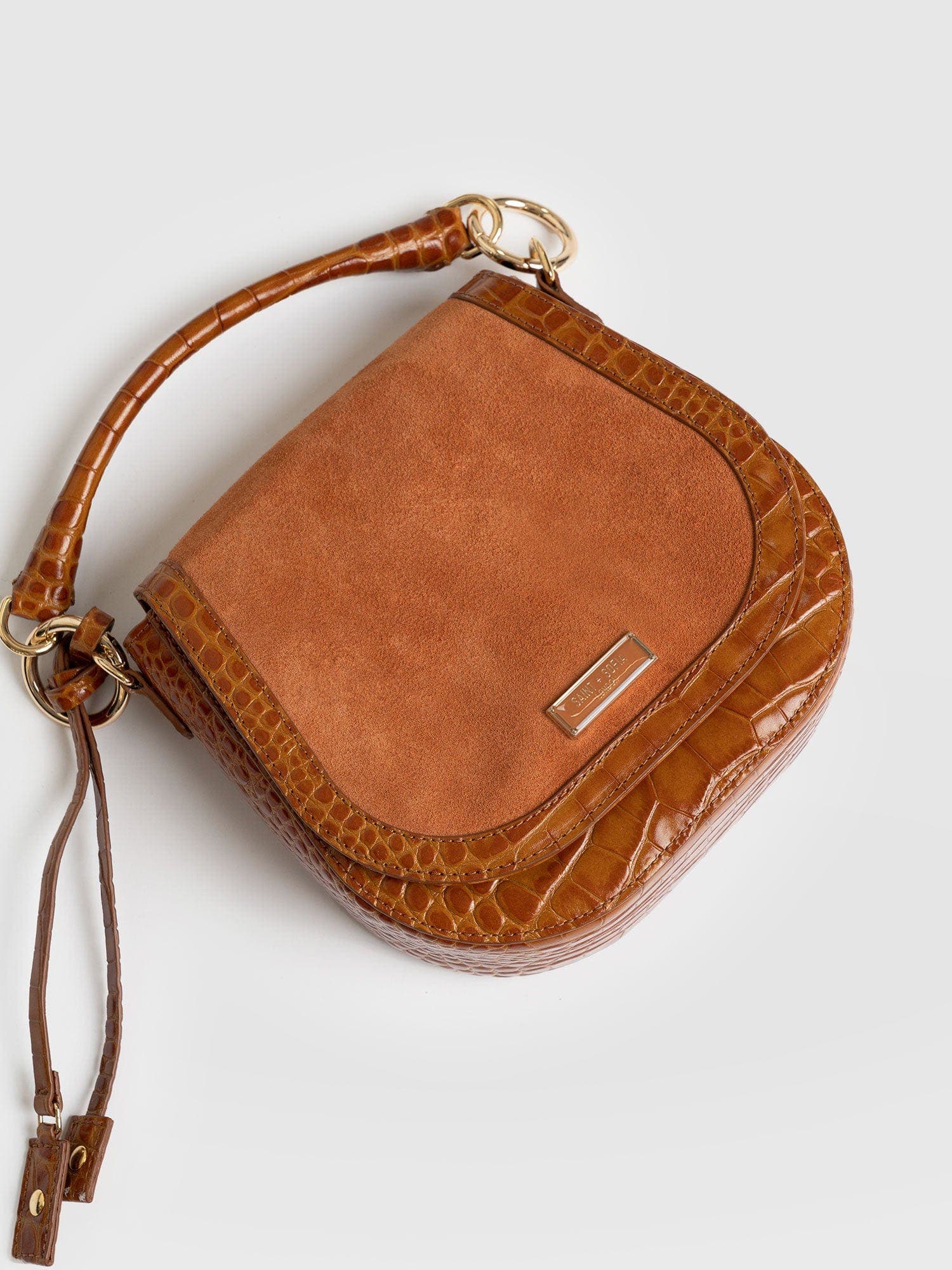 Saddle Bag, Alternate, color, Brown Croc