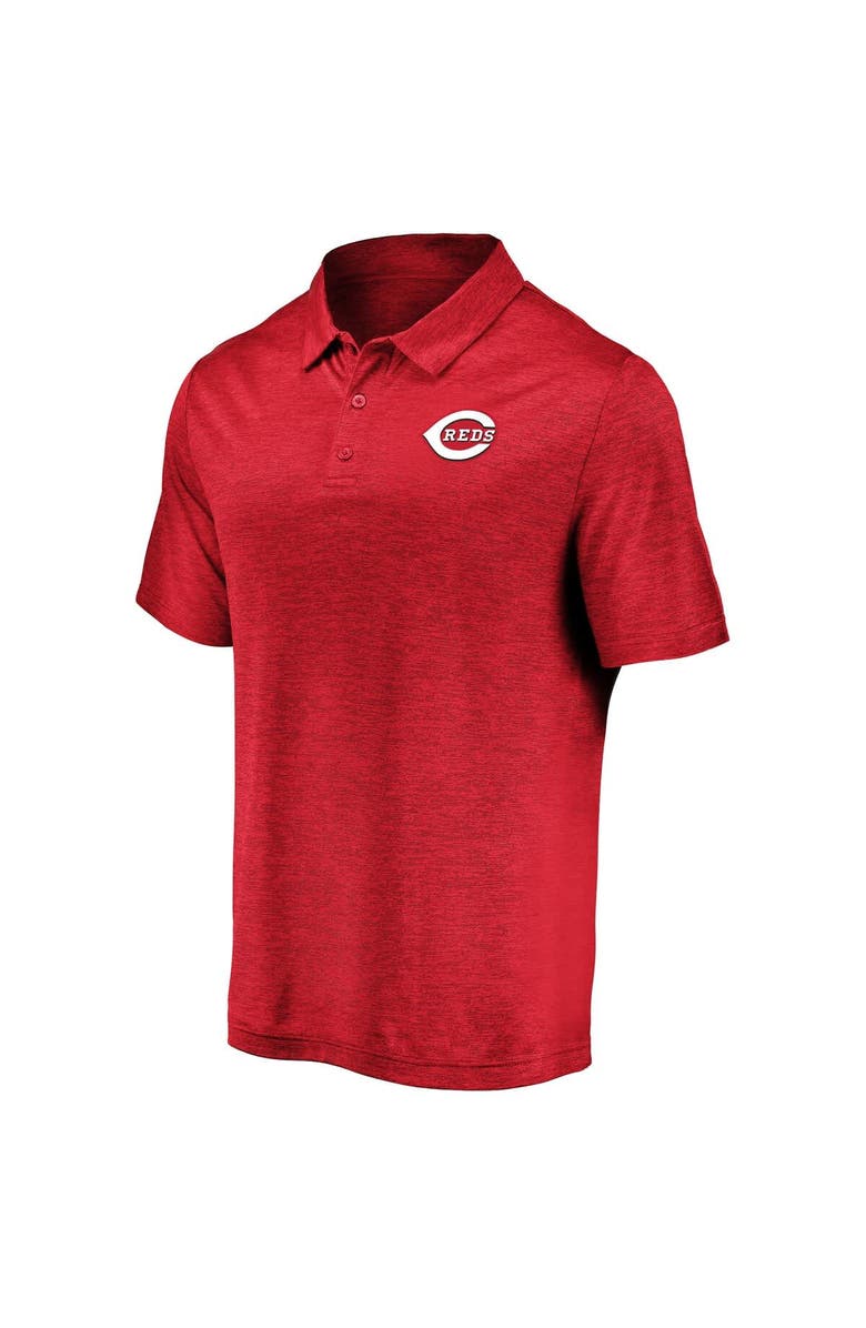 FANATICS Men's Fanatics Heather Red Cincinnati Reds Iconic Striated Primary Logo Lightweight Polo, Alternate, color, Heather Red