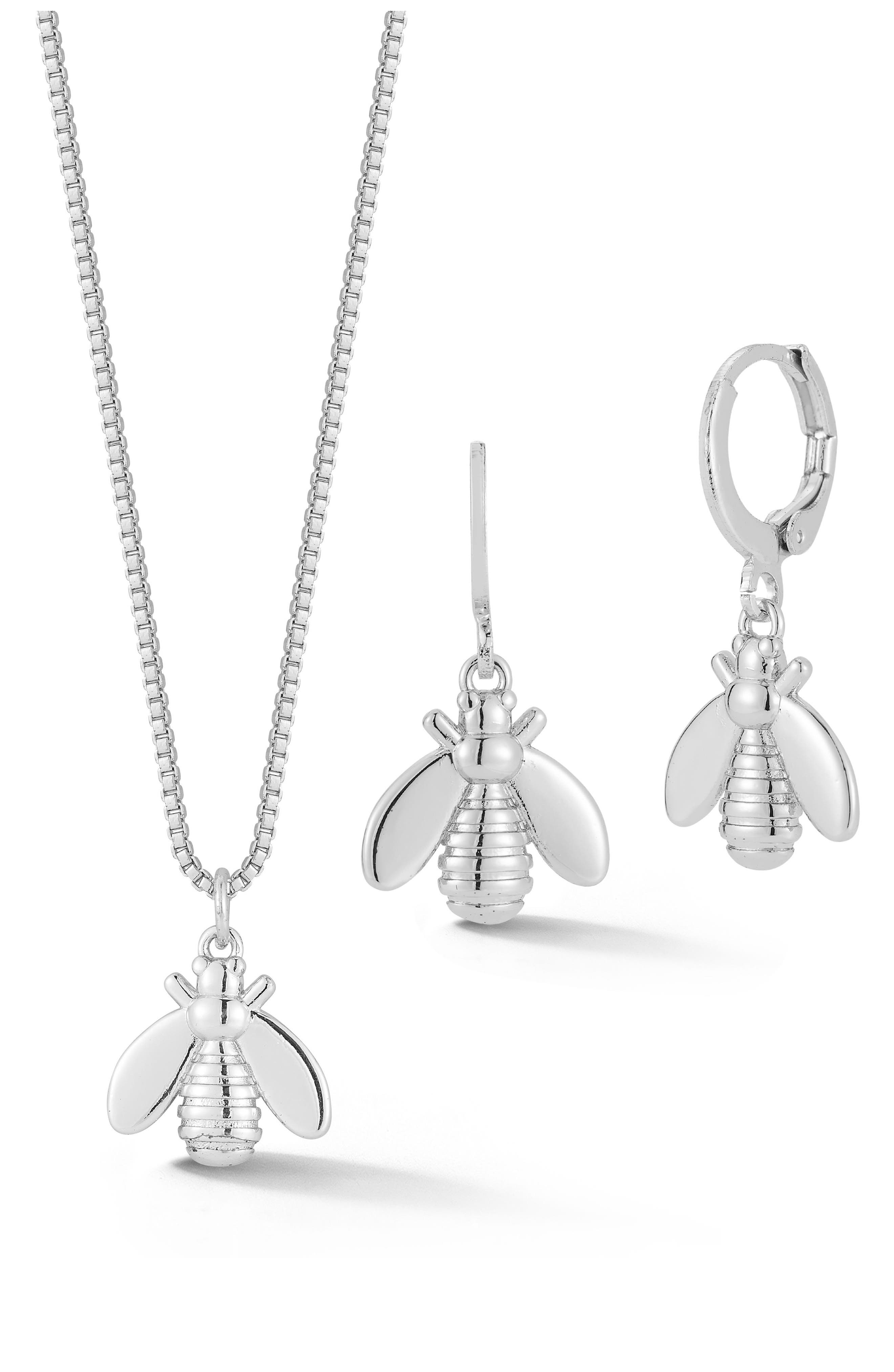 GLAZE JEWELRY Bee Pendant Necklace & Drop Earrings Set