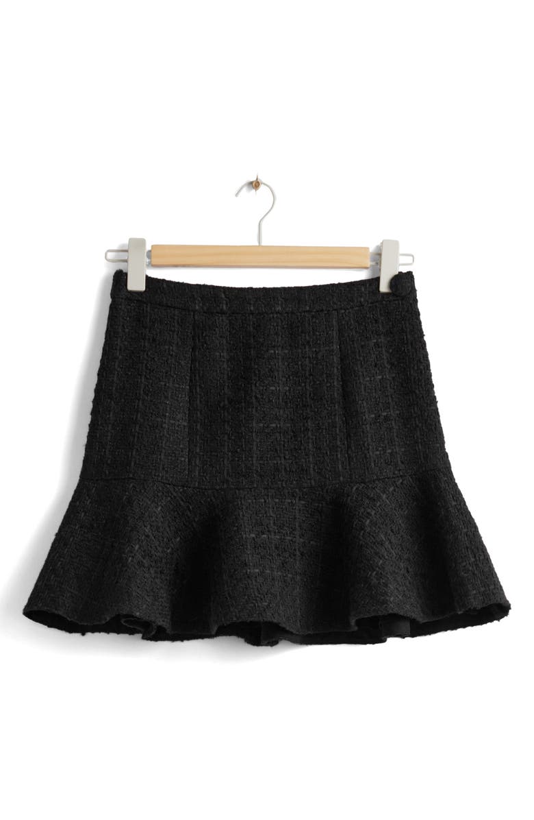& Other Stories Flounce Hem Cotton Blend Tweed Miniskirt, Alternate, color,