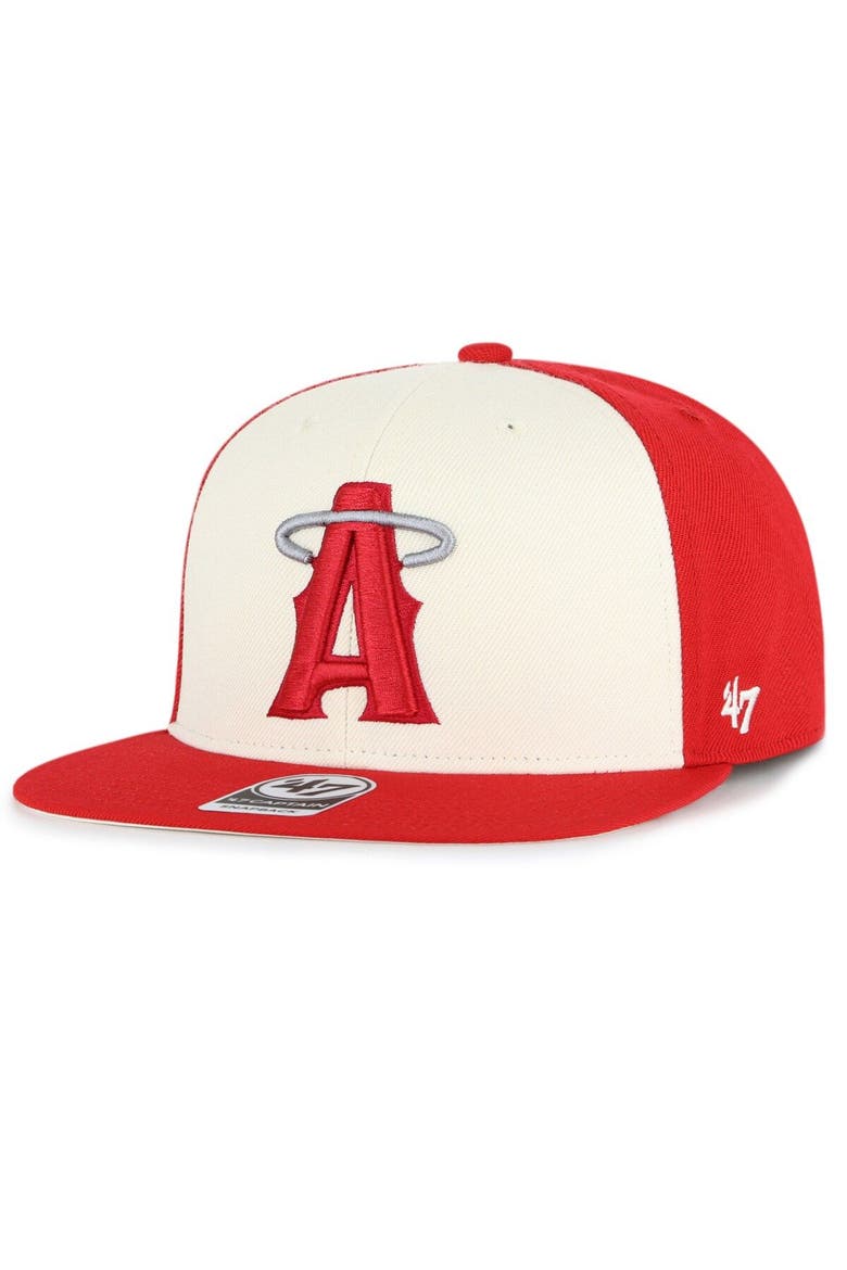 Men's '47 Red Los Angeles Angels 2021 City Connect Captain Snapback Hat, Alternate, color, Red