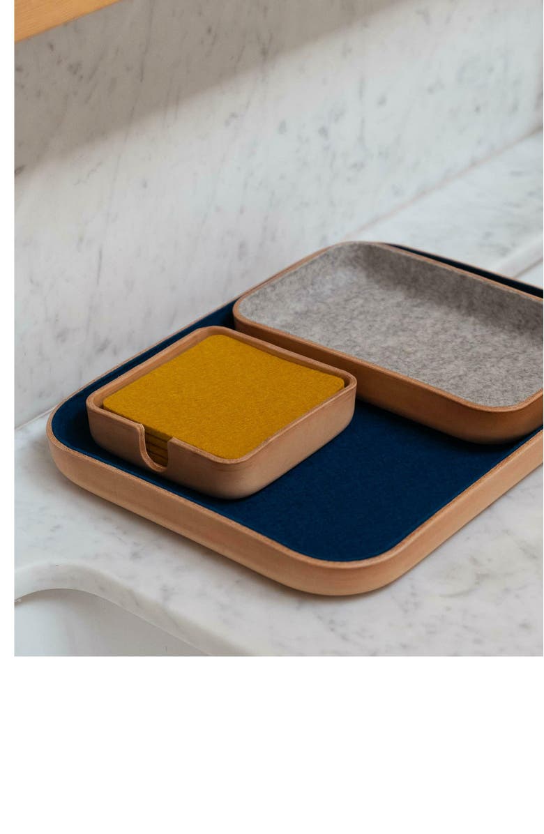 Graf Lantz Kawabon Leather/Merino Wool Small Tray, Alternate, color, Granite Vachetta