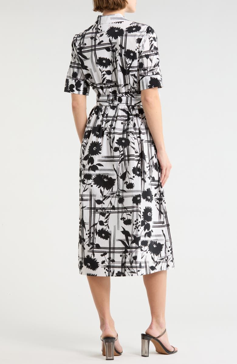 DKNY Collared Tie Waist Shirtdress, Alternate, color, Black/ Ivory