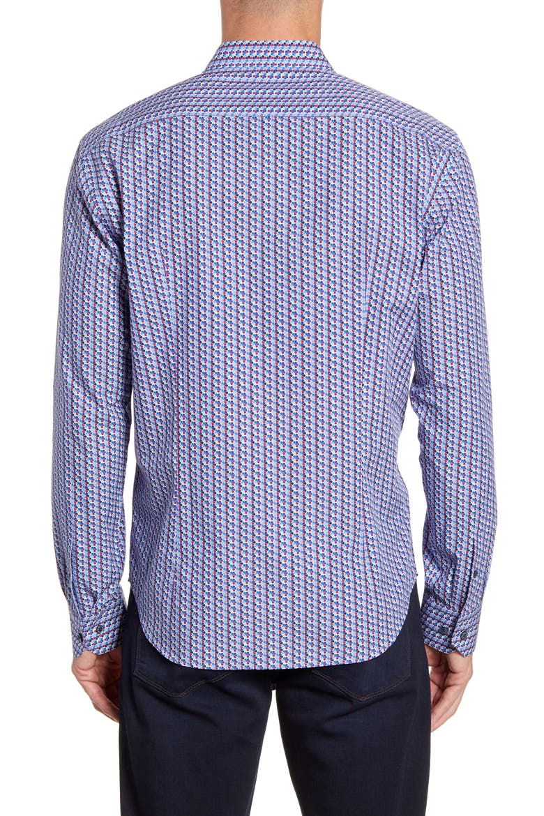 Shaped Fit Button-Up Sport Shirt, Alternate, color, CLASSIC BLUE