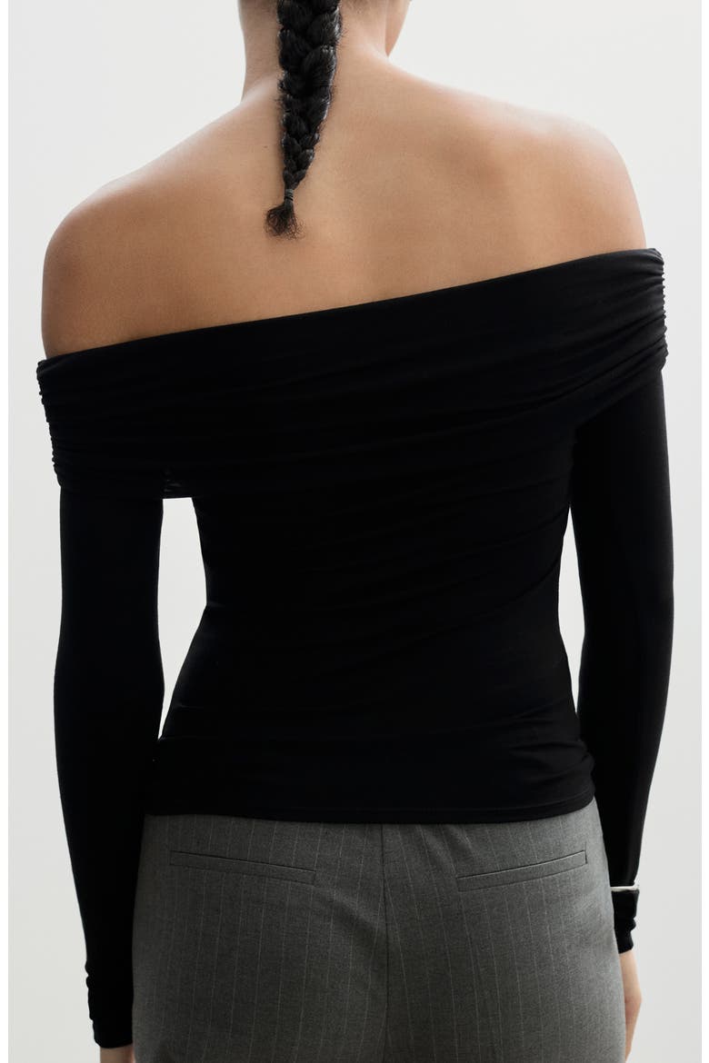Off the Shoulder Long Sleeve T-Shirt, Alternate, color, BLACK