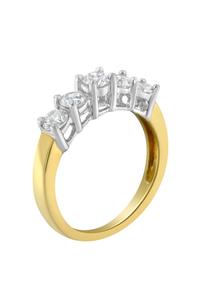 Haus of Brilliance 14KT Two Toned Gold 1.0 cttw 5 Stone Diamond Ring, Alternate, color, Yellow