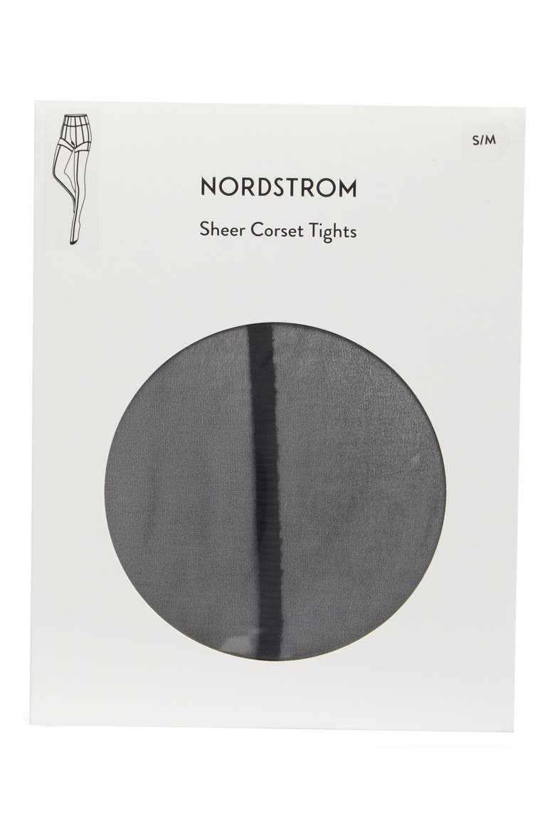 Sheer Corset Stripe Tights, Alternate, color, BLACK