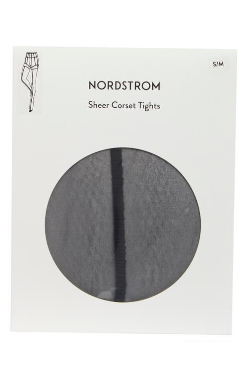 Nordstrom Sheer Corset Stripe Tights In Black