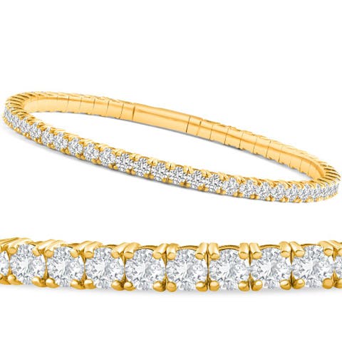2 - 10Ct TW Flexible Diamond Bangle Tennis Bracelet Lab Grown 14k Gold