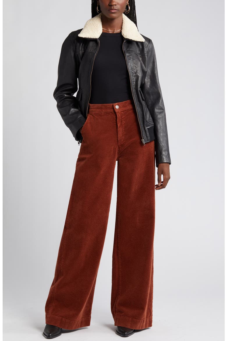 Devon Wide Leg Corduory Pants, Main, color, SPICED MAPLE