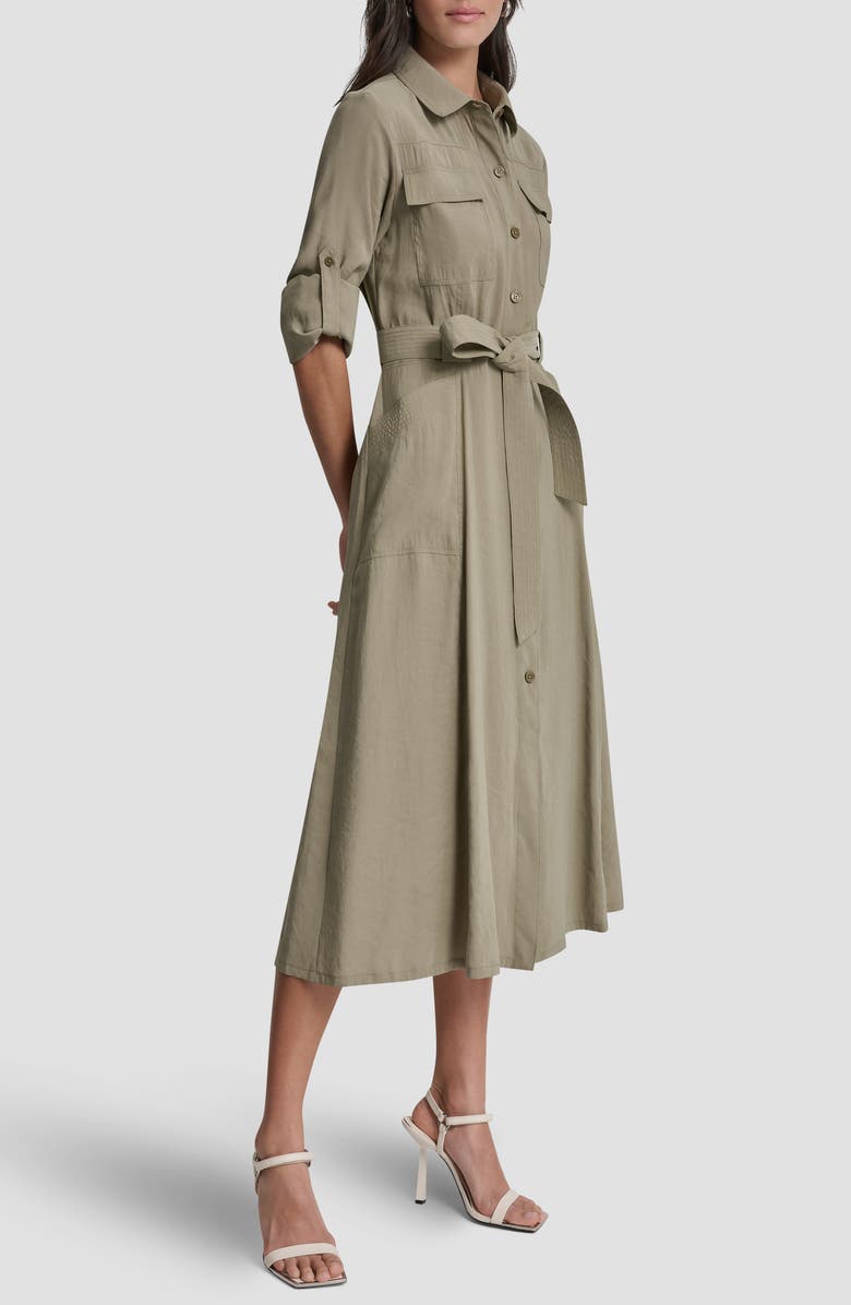 DKNY Fuji Long Sleeve Cargo Shirtdress, Alternate, color, Light Fatigue