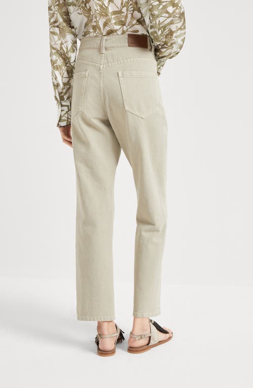 Brunello Cucinelli Beige Twill Loose Trousers In Khaki
