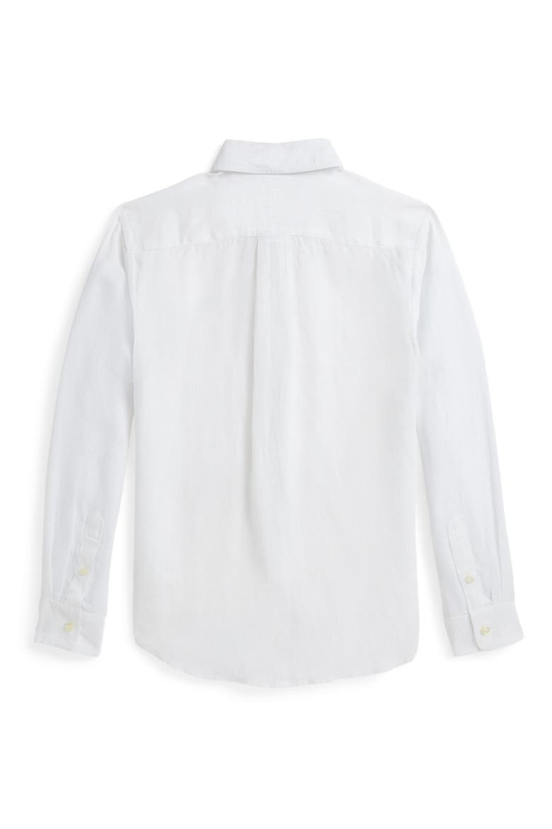 Kids' Linen Button-Down Shirt, Alternate, color, WHITE