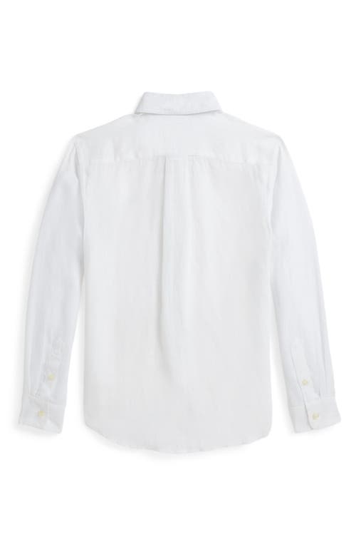 Polo Ralph Lauren White Classic Brand-embroidery Linen Sport Shirt 2-7 Y In White