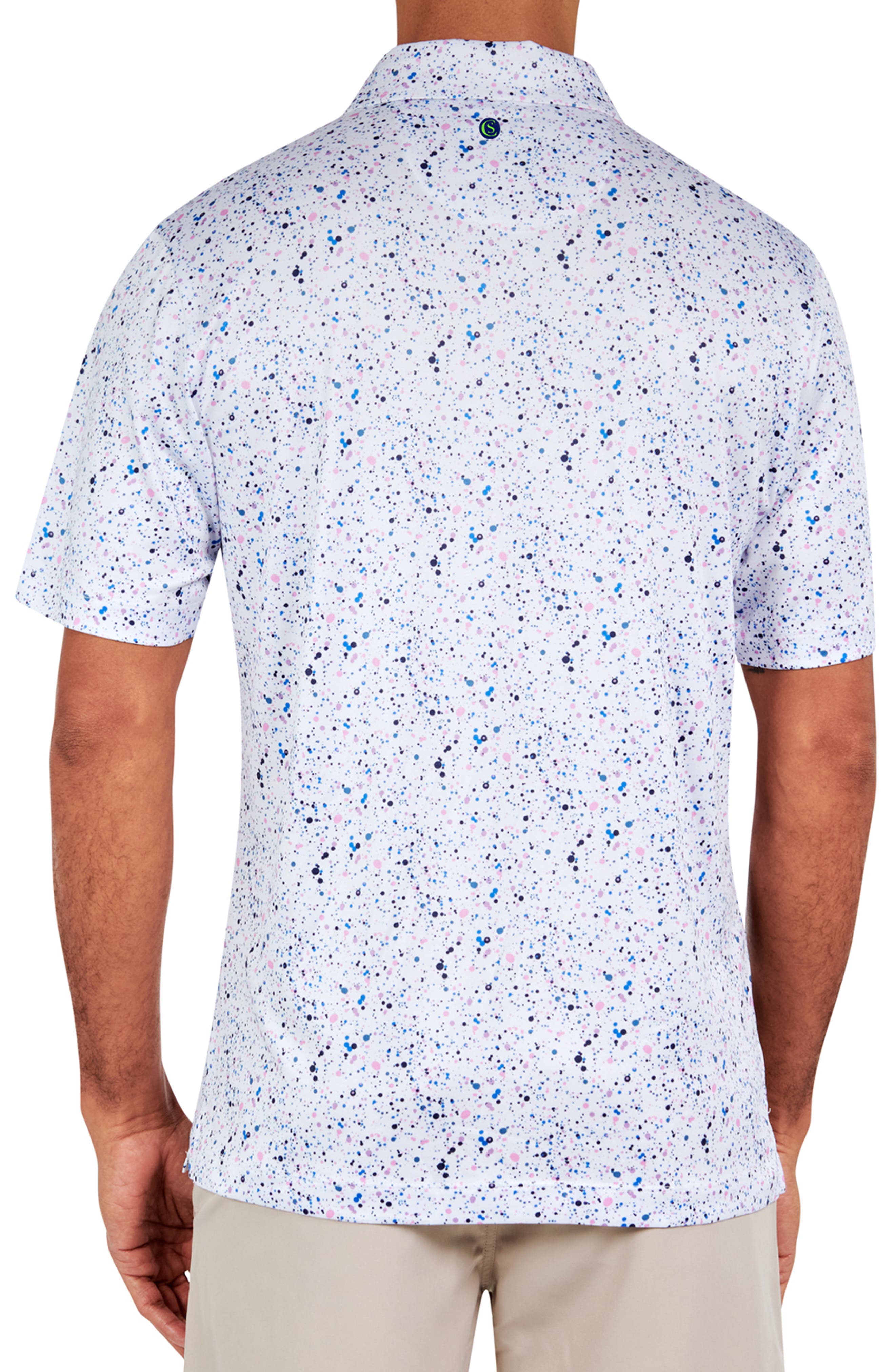 Regular Fit Paint Splatter Print Recycled Performance Golf Polo - image 2