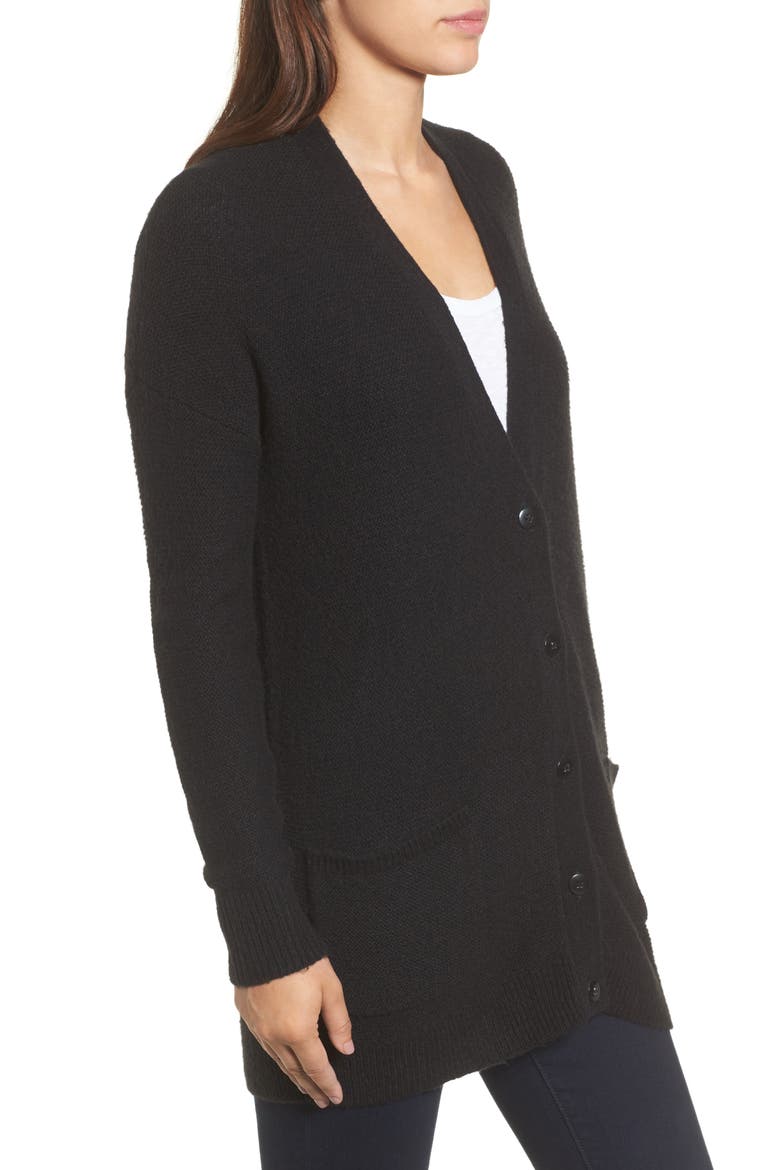 Relaxed Boyfriend Cardigan, Alternate, color, BLACK