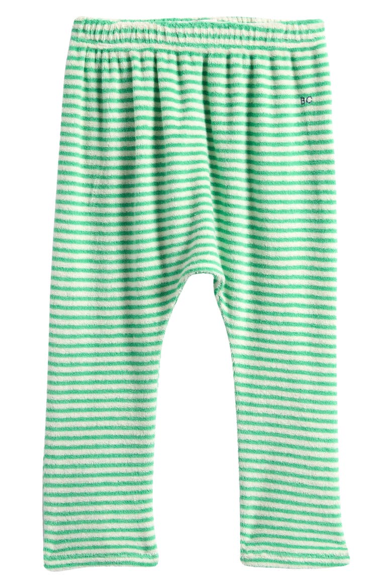 Green Stripes Terry Cloth Harem Pants, Main, color, GREEN