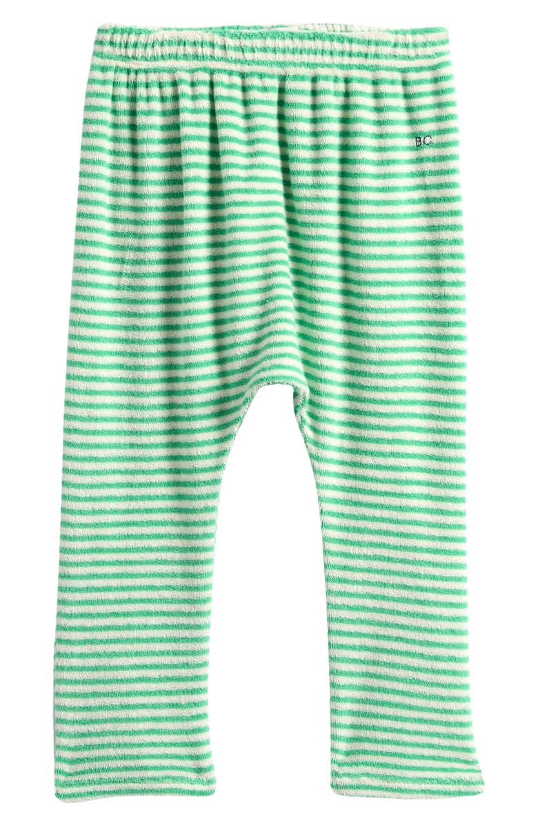 Bobo Choses Green Stripes Terry Cloth Harem Pants, Main, color, Green