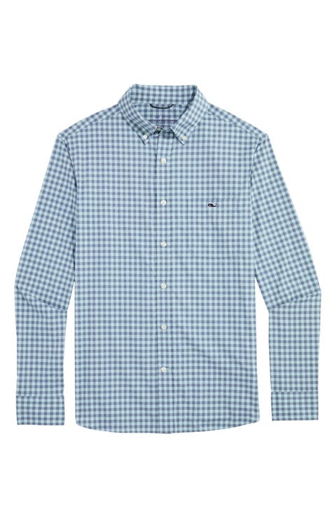 Topsail Classic Fit Gingham Button-Down Performance Shirt