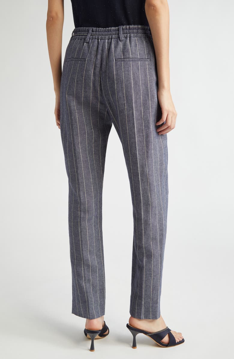 Eleventy Pinstripe Drawstring Waist Cotton & Linen Pants, Alternate, color, 