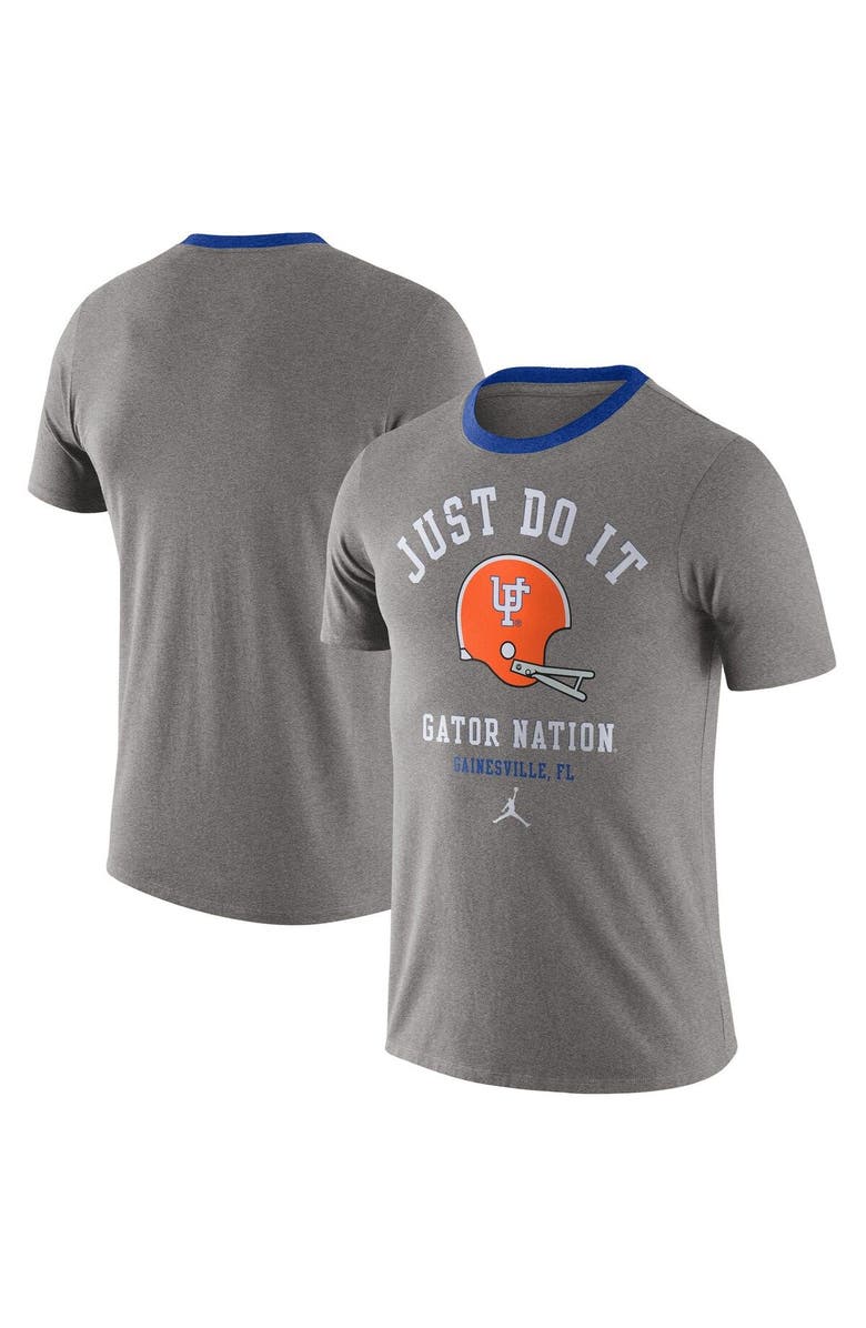 Jordan Brand Men's Jordan Brand Heathered Gray Florida Gators Vault Helmet Team Tri-Blend T-Shirt, Main, color, 