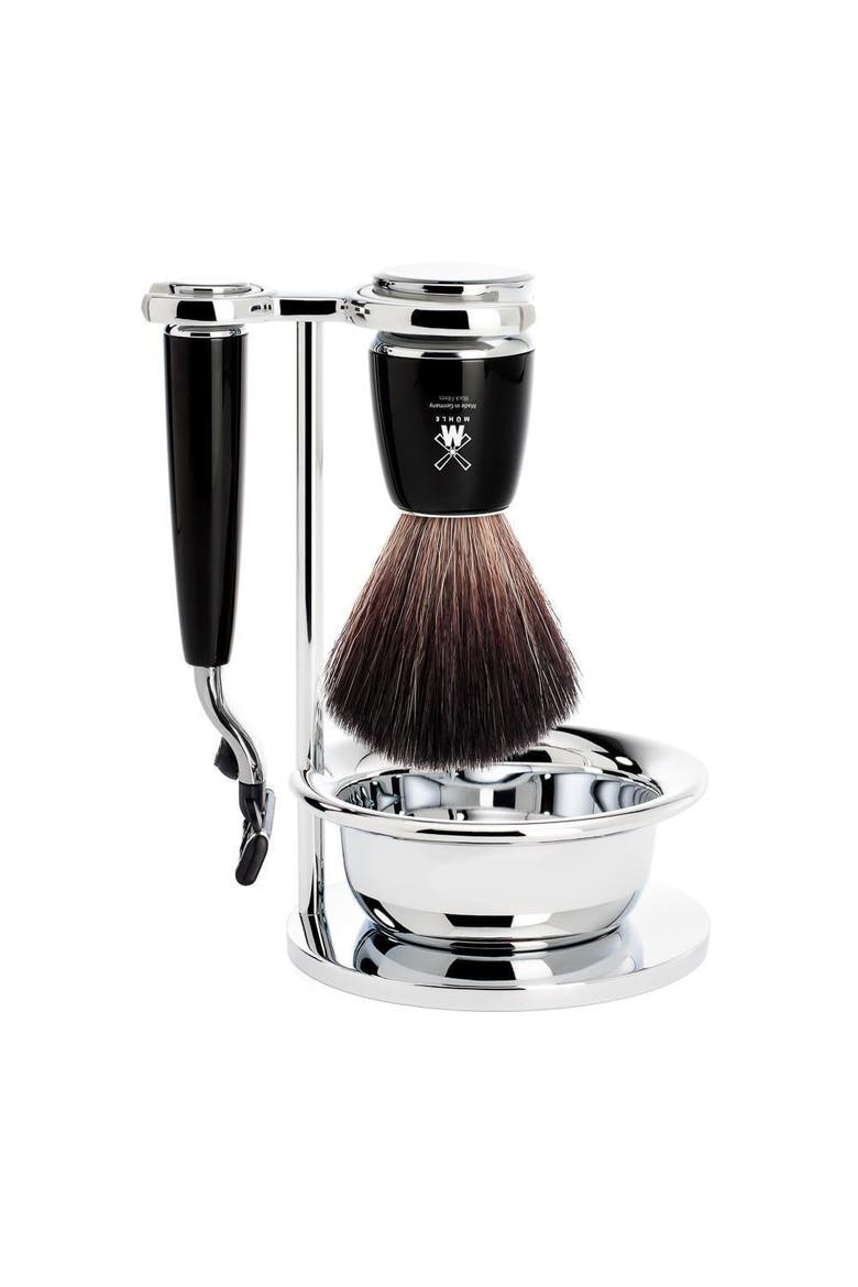 Rytmo Black 4-Piece Black Fiber & Mach-3 Shaving Set, Main, color, Black