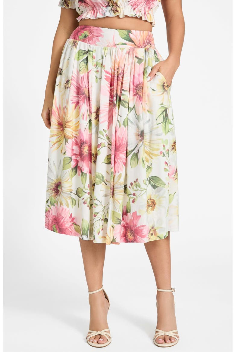 Elodie Flare Midi Skirt, Main, color, PAINTED DAISIES PRINT