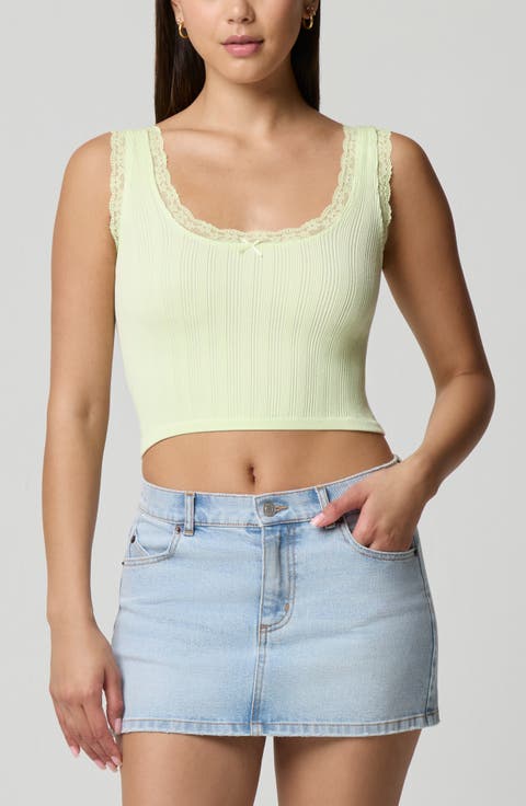 Lace Trim Crop Tank